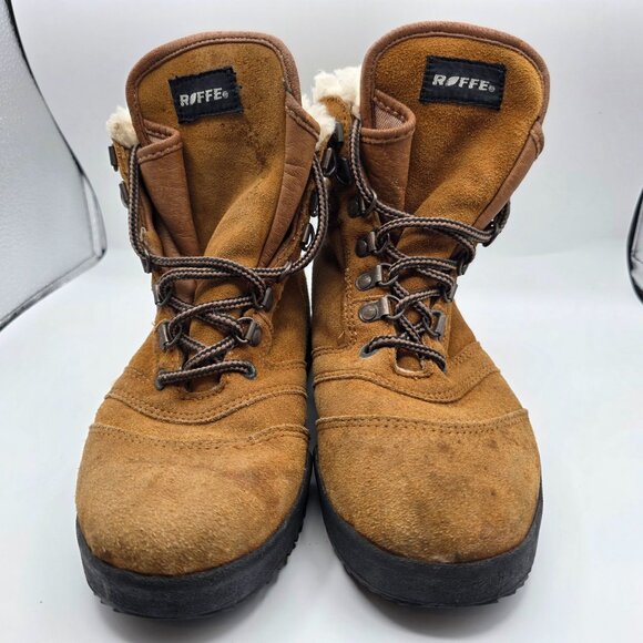 Roffe Shearling-Lined Womens Snow Boots Size 8 Brown Lace Up Winter Footwear - Picture 2 of 13